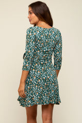 Green Floral Maternity/Nursing Wrap Dress