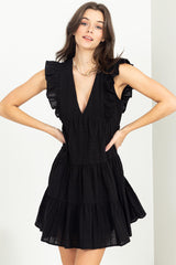 Black Tiered Ruffle Mini Dress