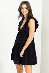 Black Tiered Ruffle Mini Dress