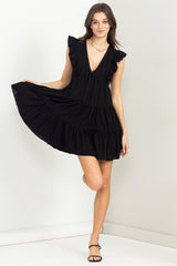 Black Tiered Ruffle Mini Dress