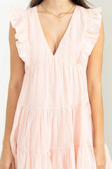 Pink Tiered Ruffle Mini Dress