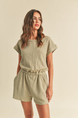 Sage Textured Knitted Romper