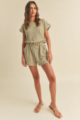 Sage Textured Knitted Romper