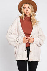 Cream Soft Chunky Chenille Button Front Cardigan