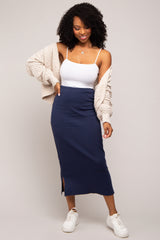 Navy Basic Maternity Maxi Skirt