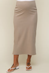 Taupe Basic Maternity Maxi Skirt