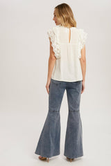 Ivory Ruffled Eyelet Lace Blouse