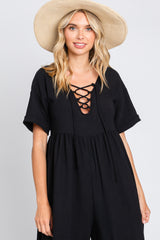 Black Crisscross Wide Leg Jumpsuit