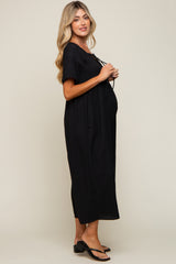 Black Crisscross Wide Leg Maternity Jumpsuit