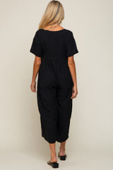 Black Crisscross Wide Leg Maternity Jumpsuit