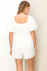 Off White Short Sleeve Romper