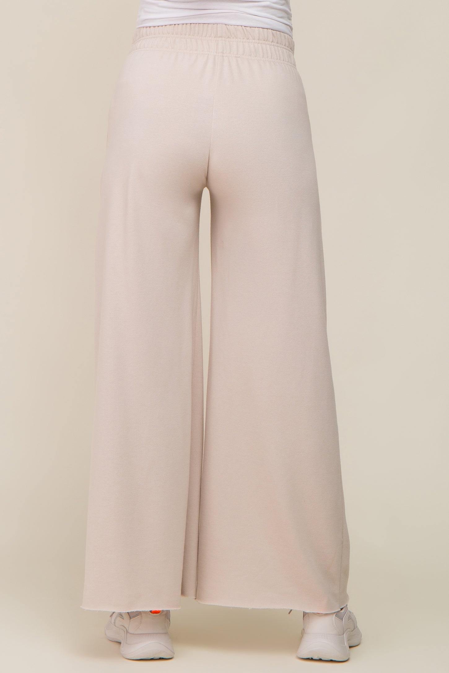 Beige Soft Fleece Wide Leg Maternity Lounge Pants– PinkBlush