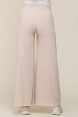 Beige Soft Fleece Wide Leg Maternity Lounge Pants