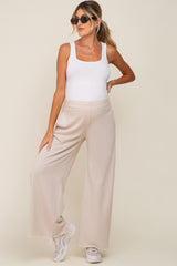 Beige Soft Fleece Wide Leg Maternity Lounge Pants