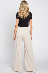 Beige Soft Fleece Wide Leg Lounge Pants