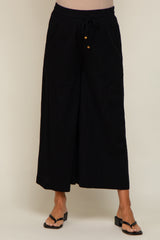 Black Drawstring Wide Leg Maternity Pants