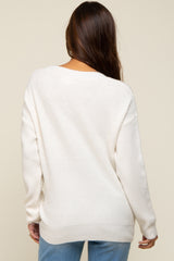 Cream V-Neck Relaxed Fit Maternity Sweater