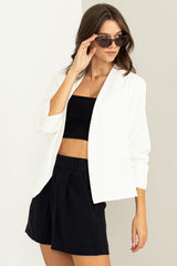 Off White Ruched Sleeve Blazer