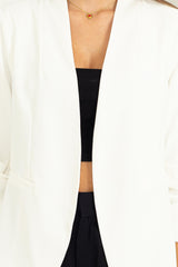 Off White Ruched Sleeve Blazer