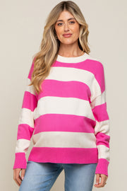 Fuchsia Striped Maternity Sweater