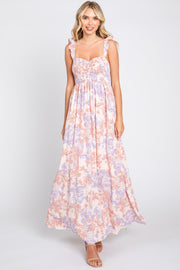 Light Pink Floral Sleeveless Maxi Dress