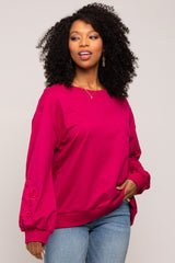 Magenta Embroidered Long Sleeve Top