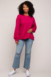 Magenta Embroidered Long Sleeve Top