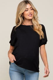 Black Eyelet Lace Sleeve Maternity Top