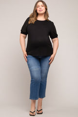 Black Eyelet Lace Sleeve Plus Maternity Top