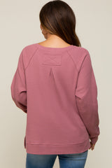 Mauve Oversized Waffle Knit Maternity Long Sleeve Top