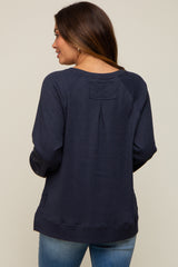 Navy Oversized Waffle Knit Maternity Long Sleeve Top