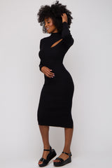 Black Cutout Fitted Knit Dress