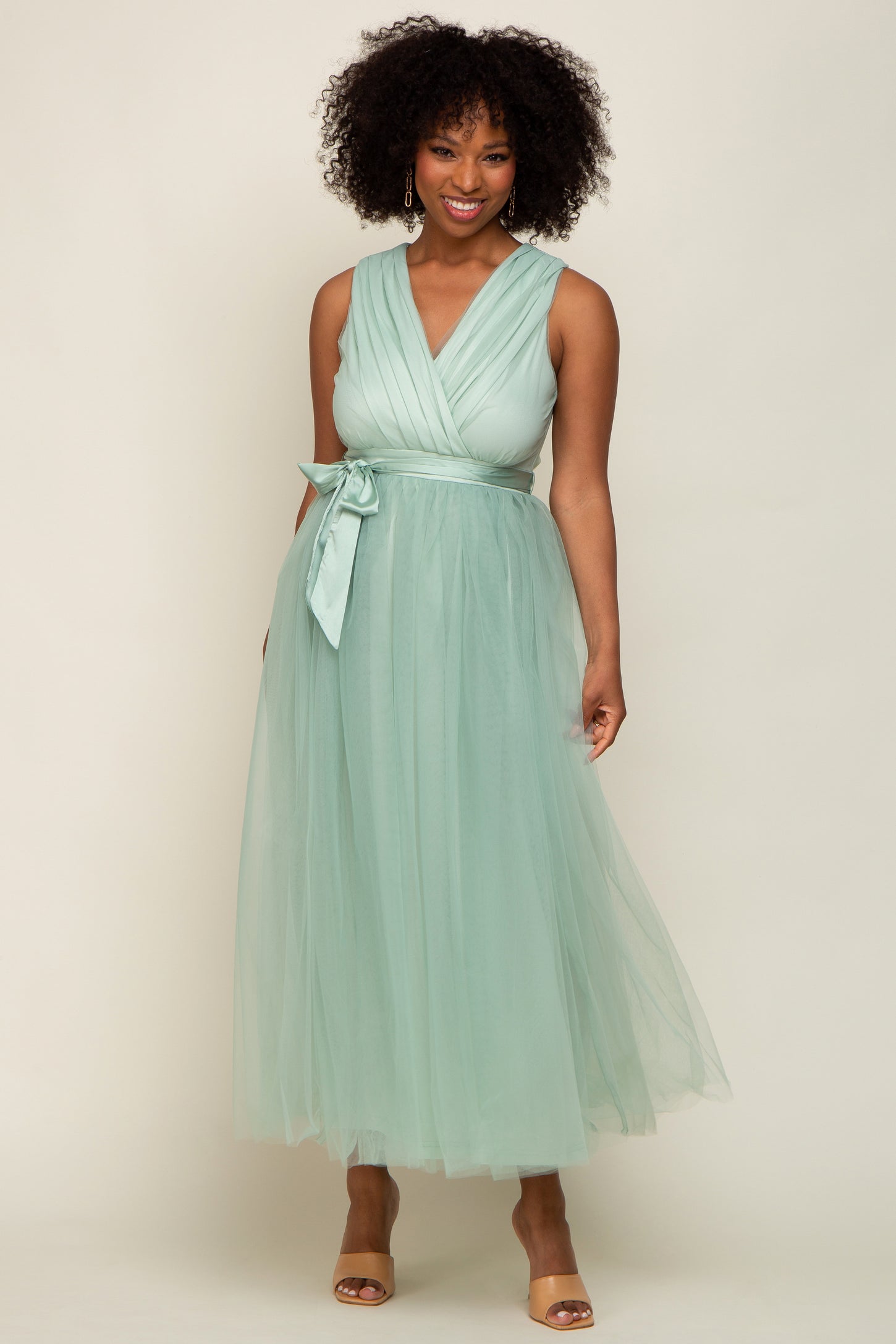 Green Mint Tea Length Dress