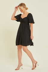 Black Puff Sleeve Maternity Dress