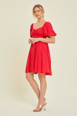 Red Puff Sleeve Dress