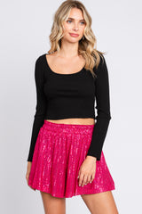 Fuchsia Sequin Maternity Shorts