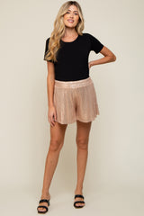 Beige Sequin Maternity Shorts