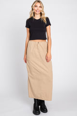 Light Taupe Drawstring Pocket Maternity Maxi Skirt