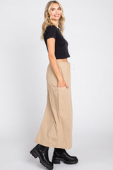 Light Taupe Drawstring Pocket Maxi Skirt