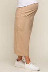 Light Taupe Drawstring Pocket Maternity Maxi Skirt