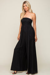 Black Lace Strapless Wide Leg Jumpsuit