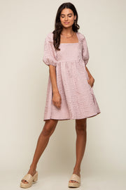 Light Pink Textured Pleated Dress