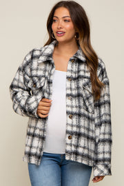 Ivory Plaid Maternity Shirt Jacket