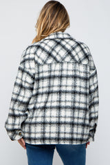 Ivory Plaid Maternity Plus Shirt Jacket