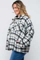 Ivory Plaid Maternity Plus Shirt Jacket