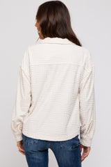 Ivory Velvet Textured Maternity Shirt Jacket