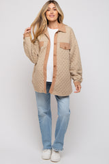 Taupe Colorblock Quilted Maternity Shirt Jacket