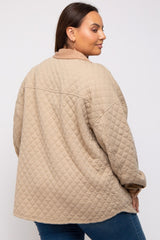 Taupe Colorblock Quilted Plus Shirt Jacket