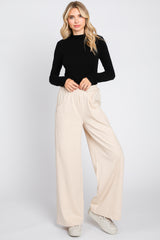 Beige Basic Wide Leg Maternity Lounge Pants