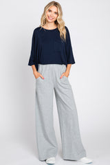 Heather Grey Basic Wide Leg Maternity Lounge Pants